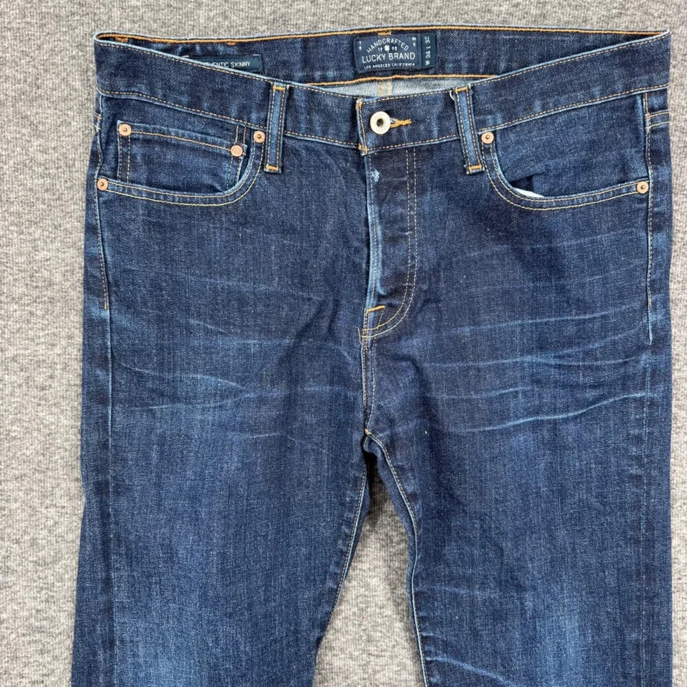 Lucky‎ Brand 1 Authentic Skinny Jeans Mens 34x32 Dark Wash Indigo Button Fly